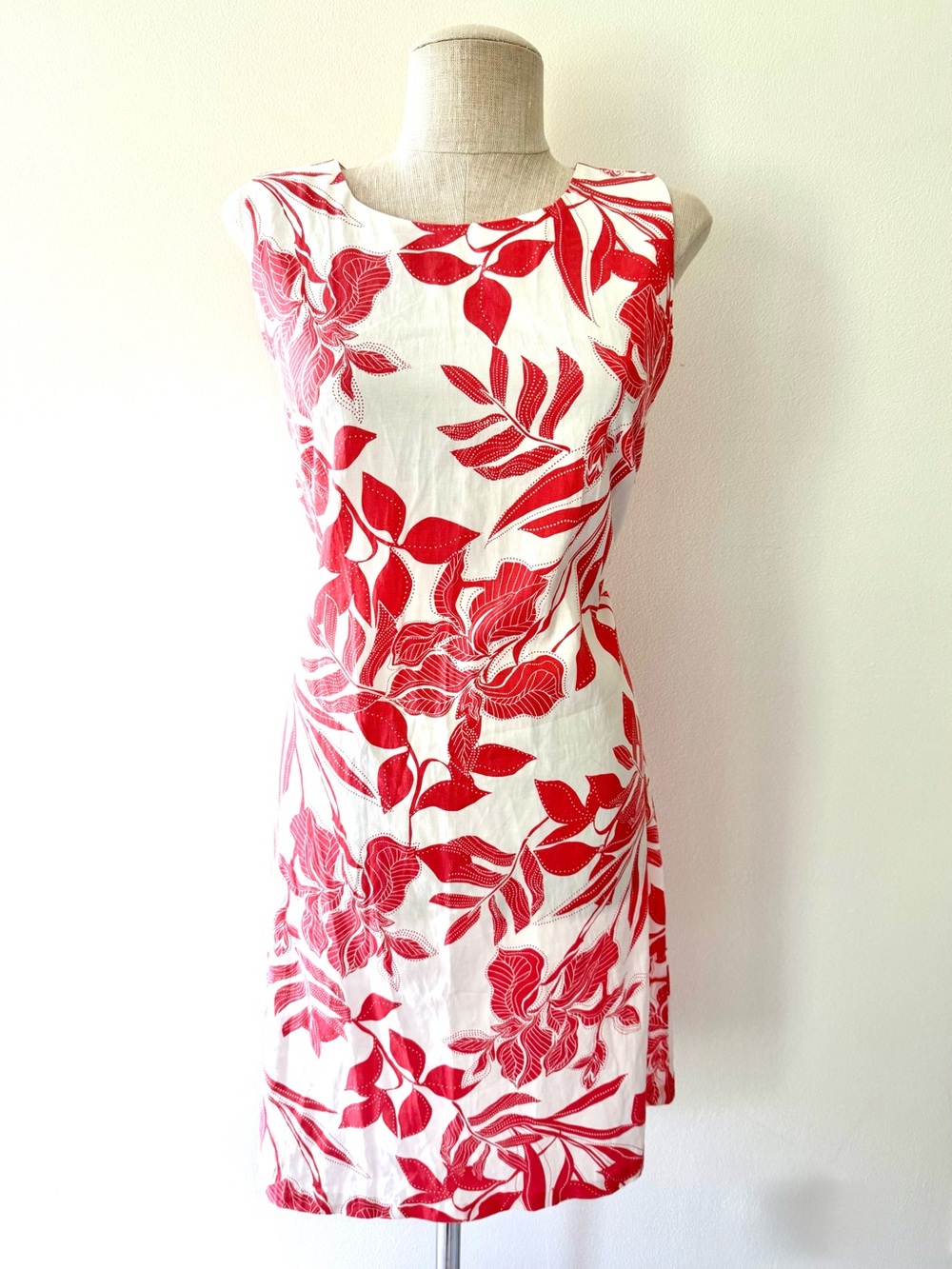 Harper 241 Coral White Floral Sleeveless Sheath Dress 12 Resortwear Vacation - Picture 4 of 11